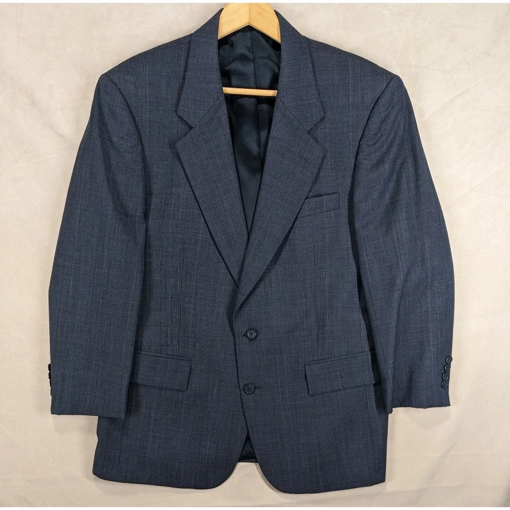 JOS A BANK 42 MENS SPORT COAT EXECUTIVE COLLECTION PLAID GRAY 44